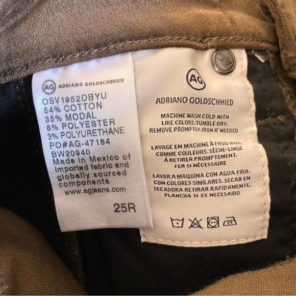 ADRIANO GOLDSCMIED Mari Tuxedo Stripe Jeans Brown Velvet Size 25 - Picture 8 of 8